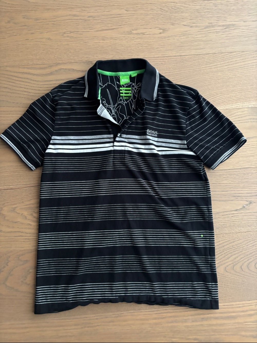 BOSS Black Polo with White Stripe Accents
